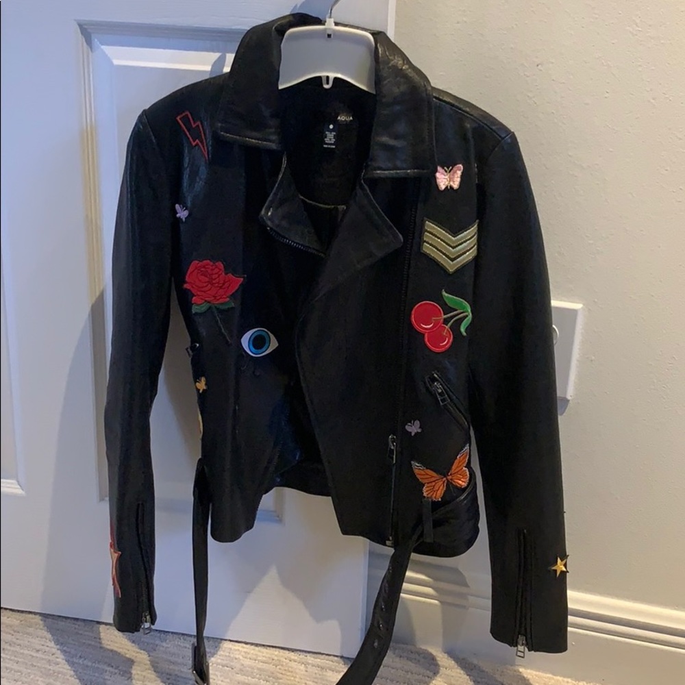 Aqua leather jacket
